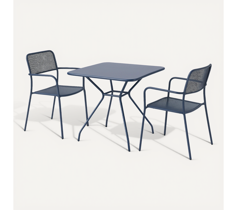Ensemble Table Et 2 Fauteuils De Jardin Bleu Guethary