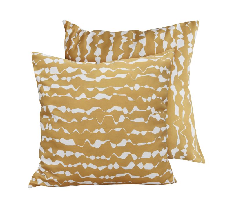 Lot De 2 Coussins Carrés Polyester 45x45x8 Cm écru Et Ocre Quito