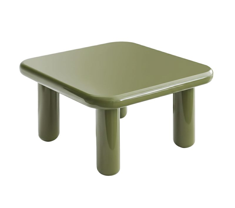 Table Basse Carrée 75 Cm En Mdf Effet Laqué Vert Olive Luma