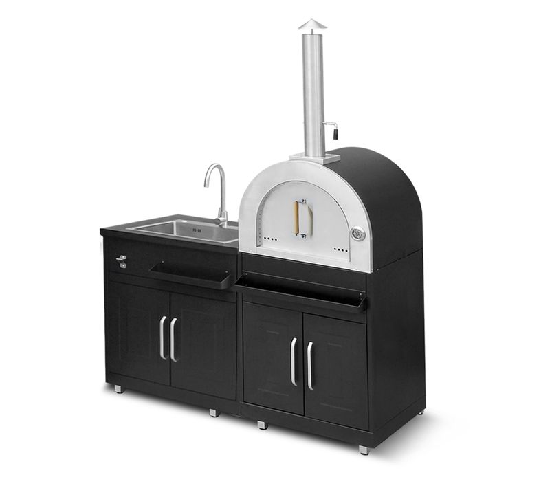 Cuisine Extérieure En Métal Avec 2 Modules évier Et Four à Pizza Memphis