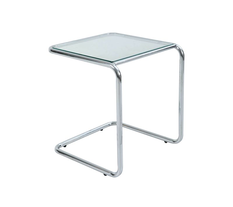 Table Basse Carrée L50 Cm En Métal Et En Verre Transparent Lewis