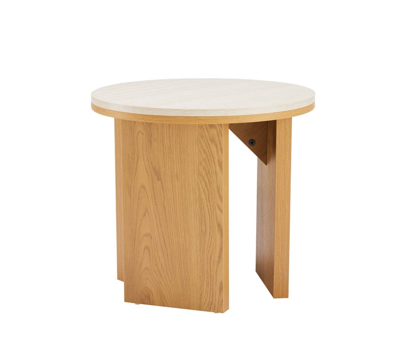 Table Basse Effet Bois Ronde Diam 50 Cm Bois Clair Bonny
