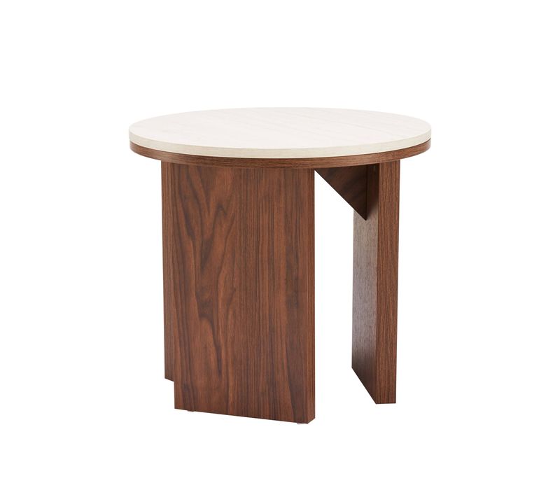 Table Basse Effet Bois Ronde Diam 50 Cm Bois Foncé Bonny