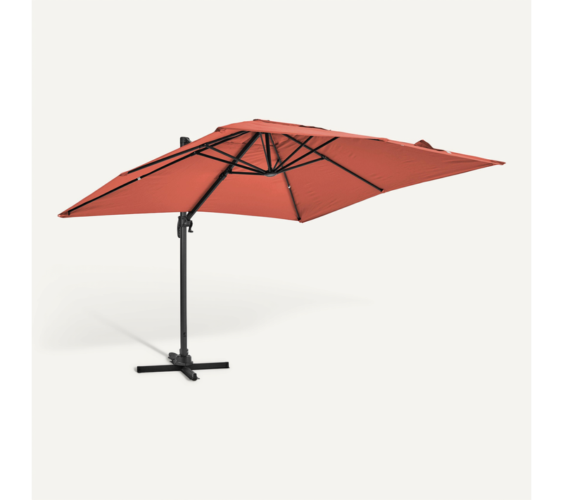 Parasol Déporté Inclinable Et Rotatif 2x3m En Aluminium Terracotta