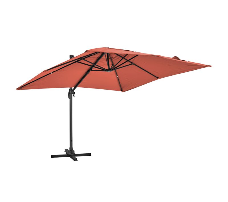 Parasol Déporté Inclinable Et Rotatif 3 X 3m En Aluminium Terracotta