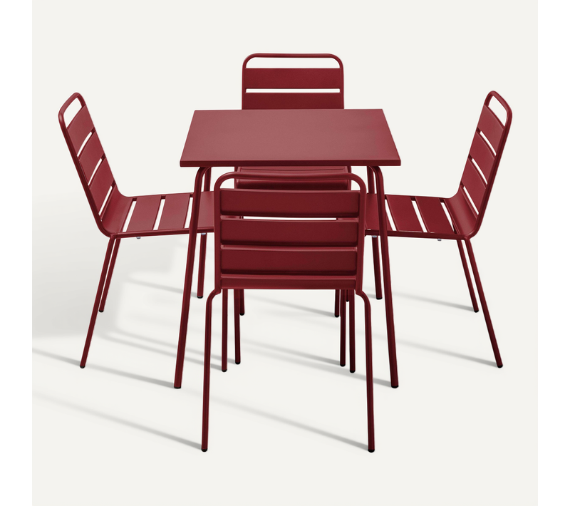 Ensemble Table De Jardin Et 4 Chaises En Métal Pourpre Palavas