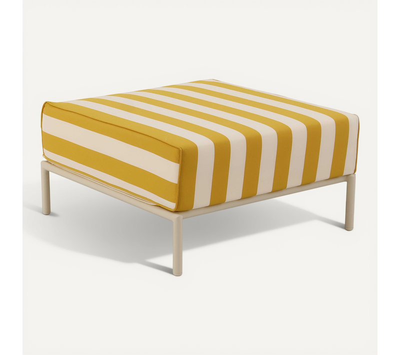 Pouf Rayé Pour Salon De Jardin Modulable En Tissu Jaune Clair Patio