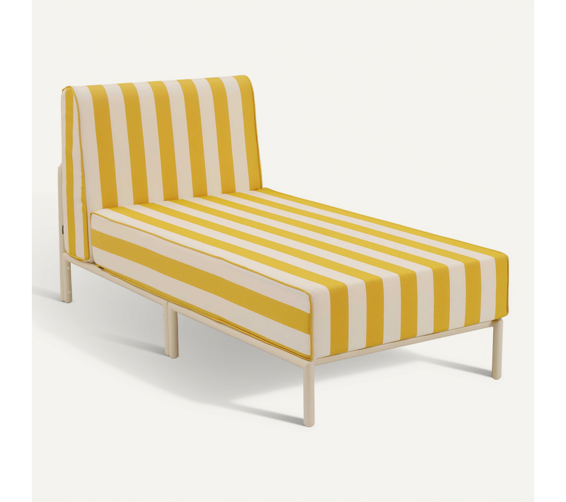 Méridienne Rayée Pour Salon De Jardin Modulable En Tissu Jaune Clair Patio