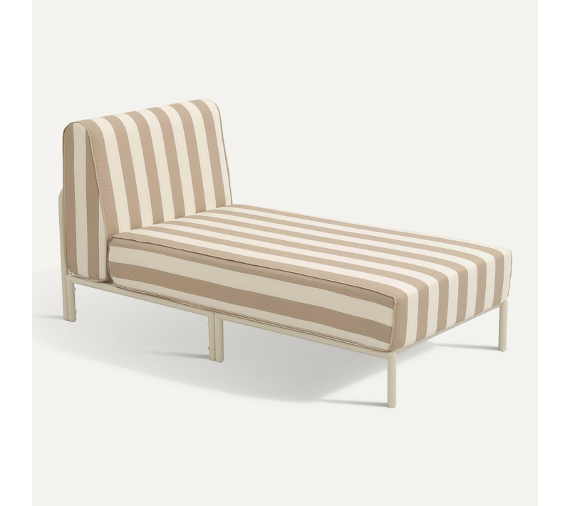 Méridienne Rayée Pour Salon De Jardin Modulable En Tissu Beige Patio