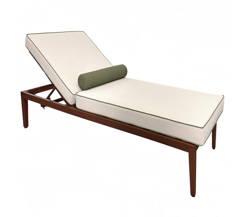 Bain De Soleil Inclinable Effet Bois Écru Et Vert Kaki Positano