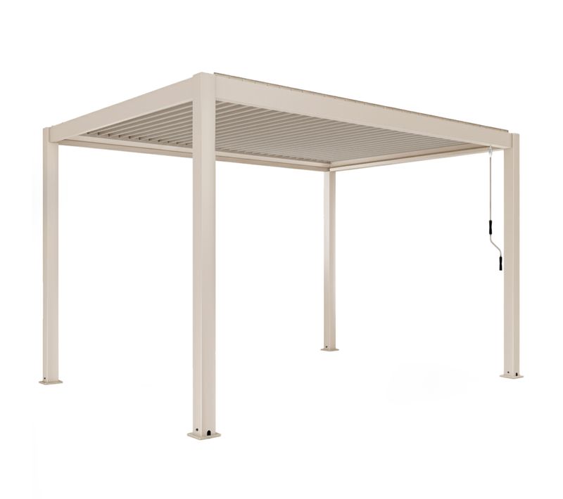Pergola Bioclimatique Autoportée 3x4m En Aluminium Bois Crème Athenes