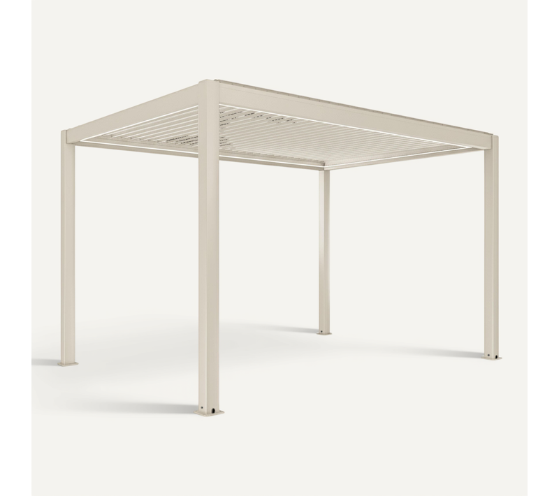 Pergola Bioclimatique Autoportée Motorisée Et éclairée 3x4 M Crème