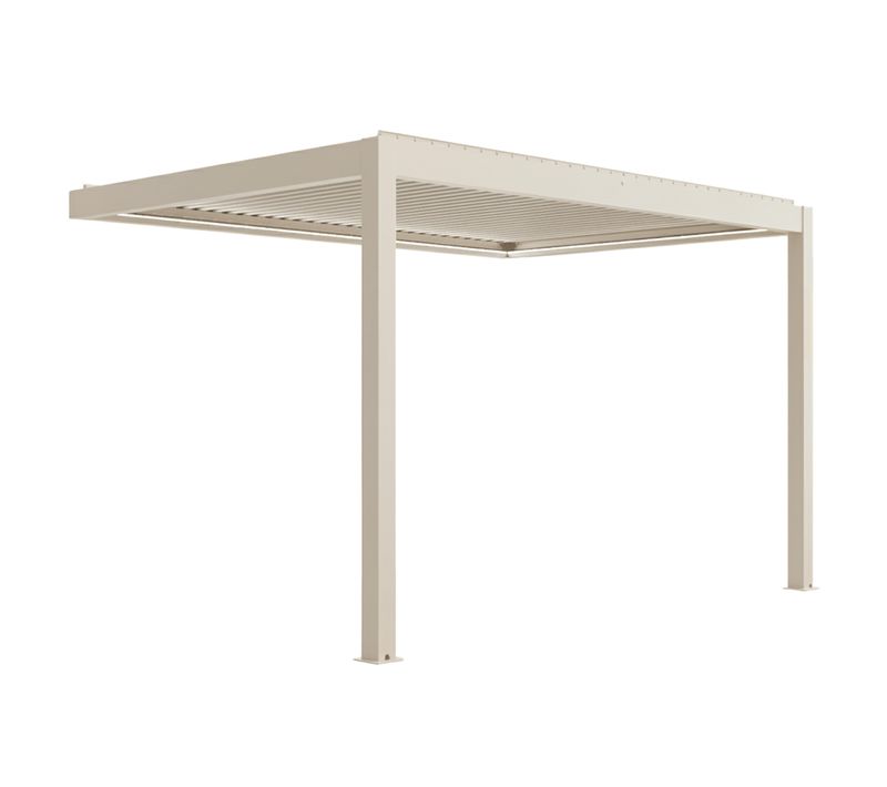 Pergola Bioclimatique Adossée Motorisée 3x4 M Crème Thebes