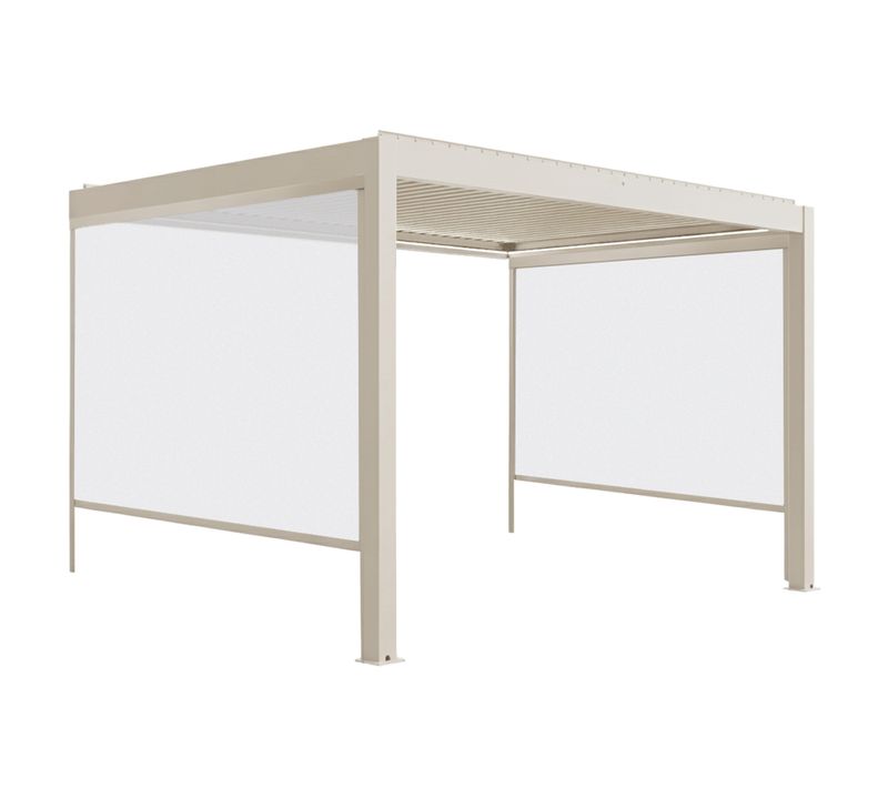 Pergola Bioclimatique Adossée Motorisée 3x4 M Et 2 Stores Crème Thebes