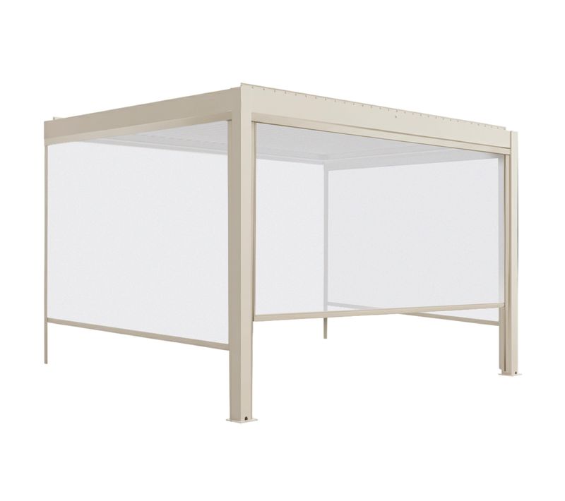 Pergola Bioclimatique Adossée Motorisée 3x4m Et 3 Stores Crème