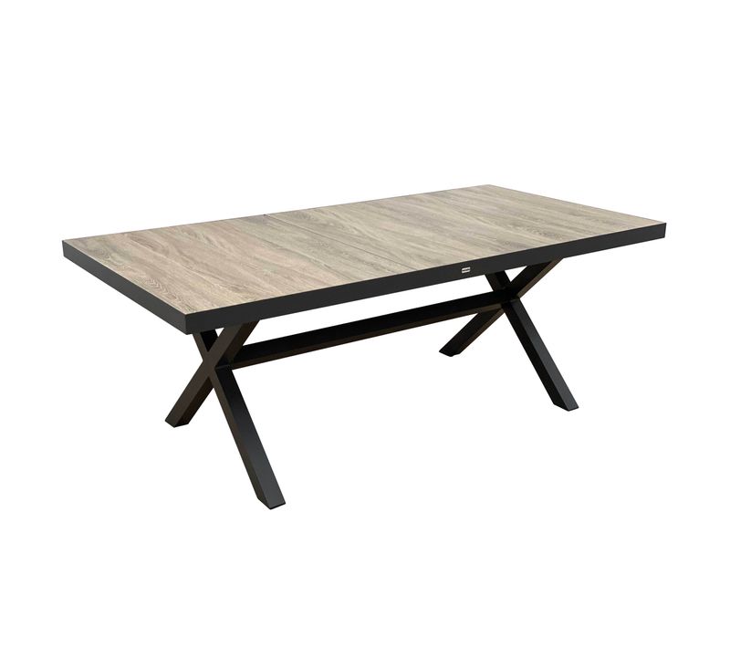 Table De Jardin L201 Cm Aluminium Et Céramique 8 Personnes Anthracite