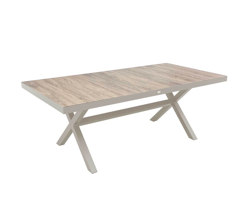 Table De Jardin L201 Cm Aluminium Et Céramique 8 Personnes Crème Tivoli
