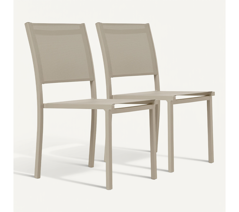 Lot De 2 Chaises De Jardin Aluminium Et Textilène Crème Nice