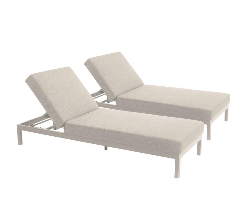 Lot De 2 Bains De Soleil Inclinable En Aluminium Crème Galapagos