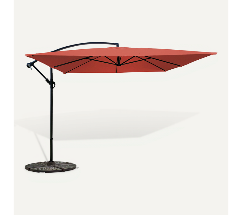 Parasol Déporté 3 X 3 M Carré Et 4 Dalles Lestées Terracotta Genova