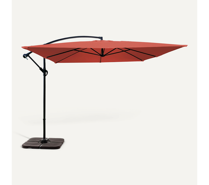 Parasol Déporté 3 X 3 M Et 4 Dalles à Lester Remplisable Terracotta