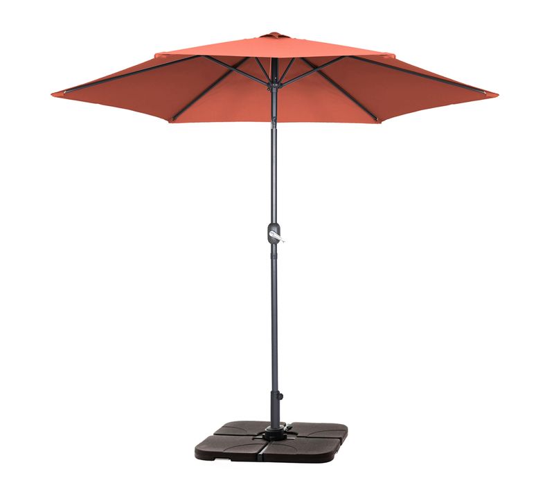 Parasol Inclinable 3m Et 4 Dalles à Lester Remplissables Terracotta