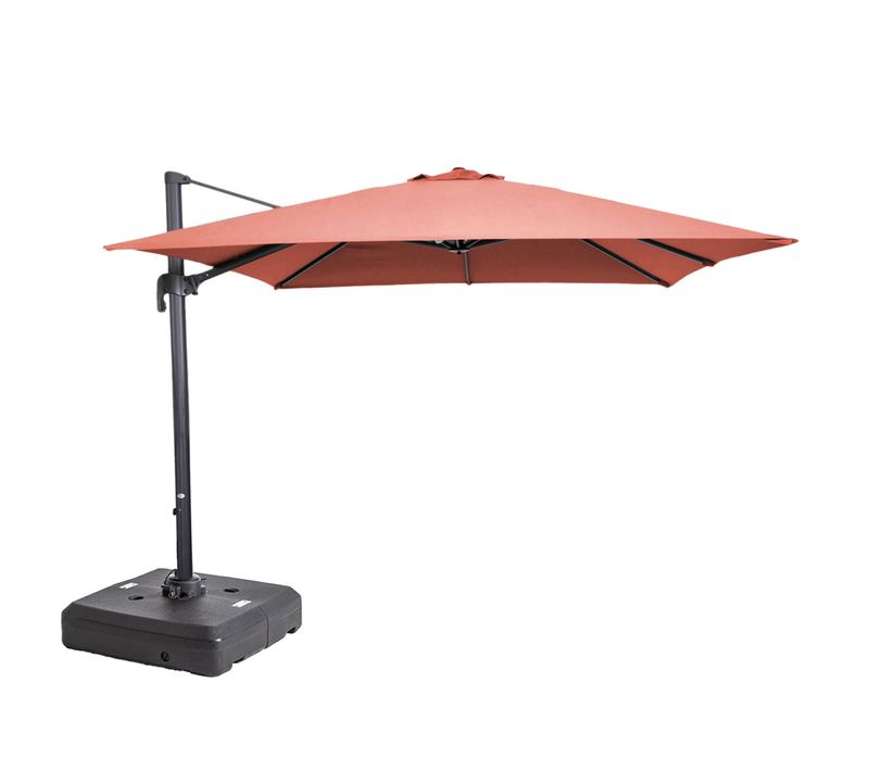 Parasol 3x3 M Inclinable + Pied à Lester Sur Roues Terracotta Malaga