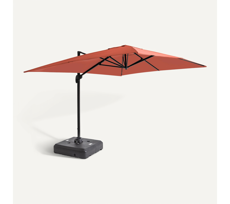 Parasol Déporté 4x3 M Inclinable + à Lester Sur Roues Terracotta Caserta