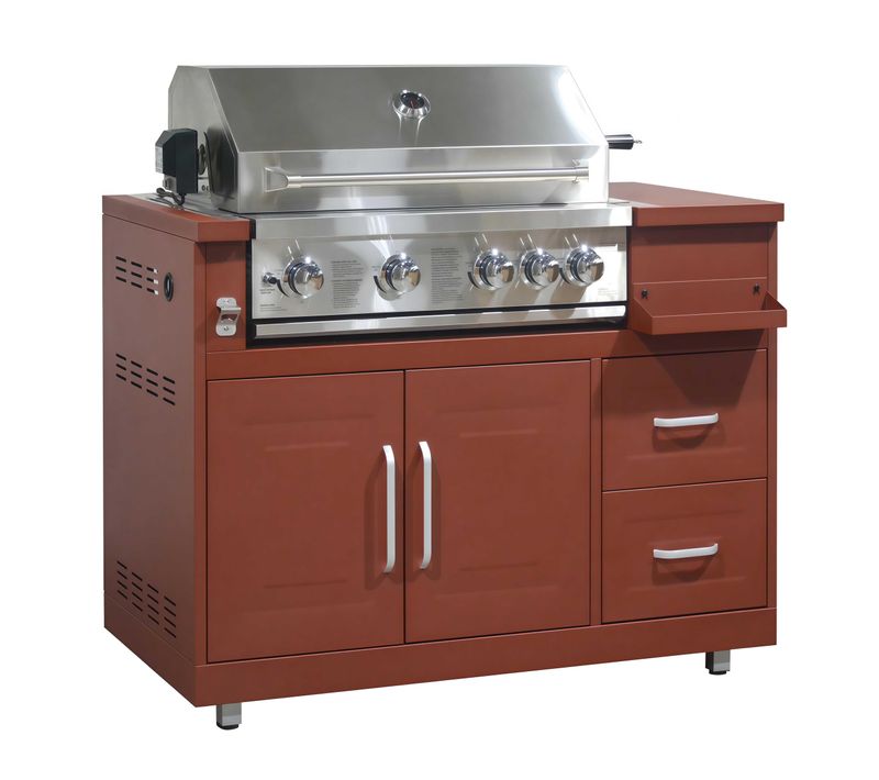 Meuble Barbecue Gaz 4 Brûleurs Et Rôtissoire Cuisine Extérieure Brique
