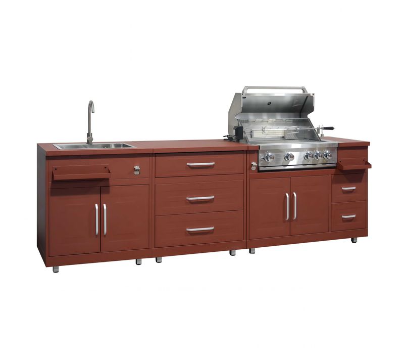 Cuisine Extérieure Acier 3 éléments Avec Barbecue Brique Memphis