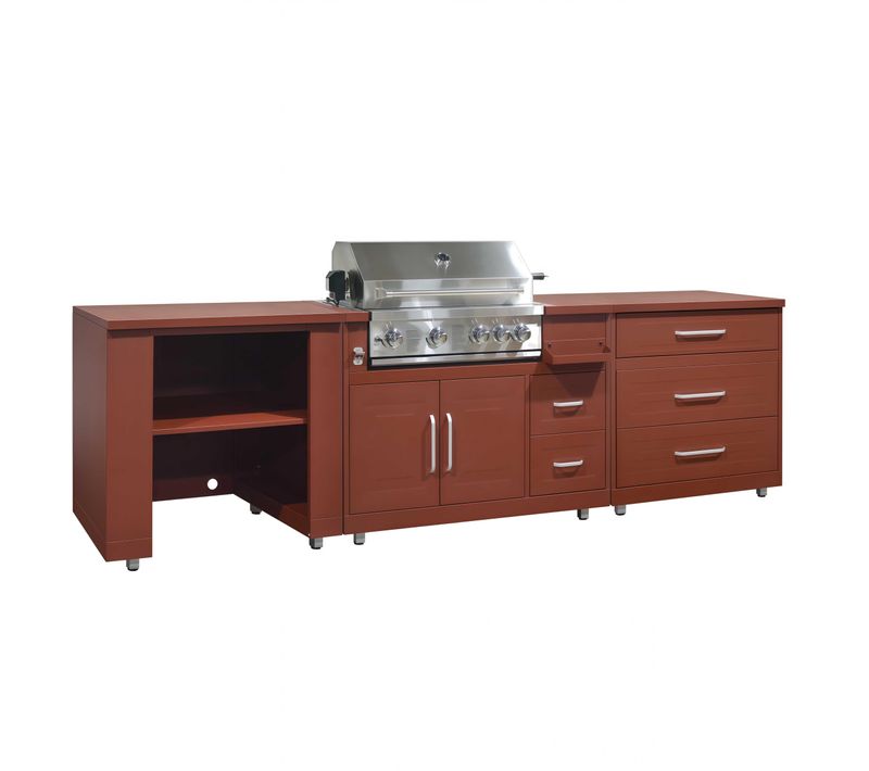 Cuisine D'extérieur 3 Modules Avec Barbecue Brique Memphis