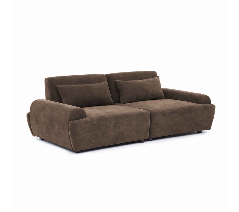 Canapé Modulable En Tissu 2 Places Dossier Ajustable 218 Cm Chocolat