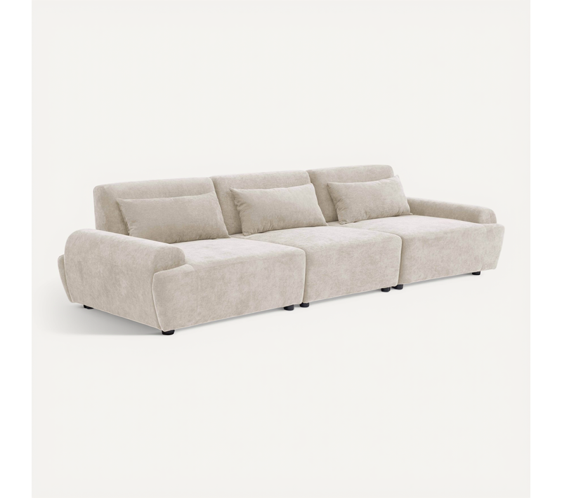 Canapé Modulable 3 Places En Tissu Dossier Ajustable 303 Cm écru Callisto