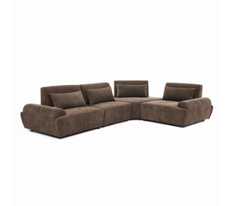 Canapé D'angle Modulable 4 Places Dossier Ajustable 340 Cm Chocolat