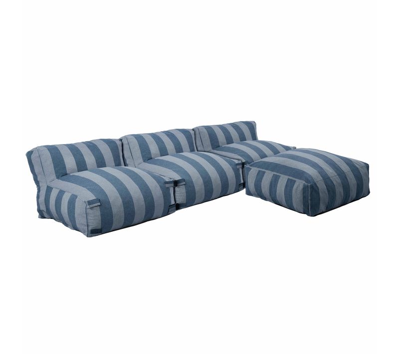 Salon De Jardin Modulable Avec 3 Chauffeuses Et 1 Pouf Bleu Pacific