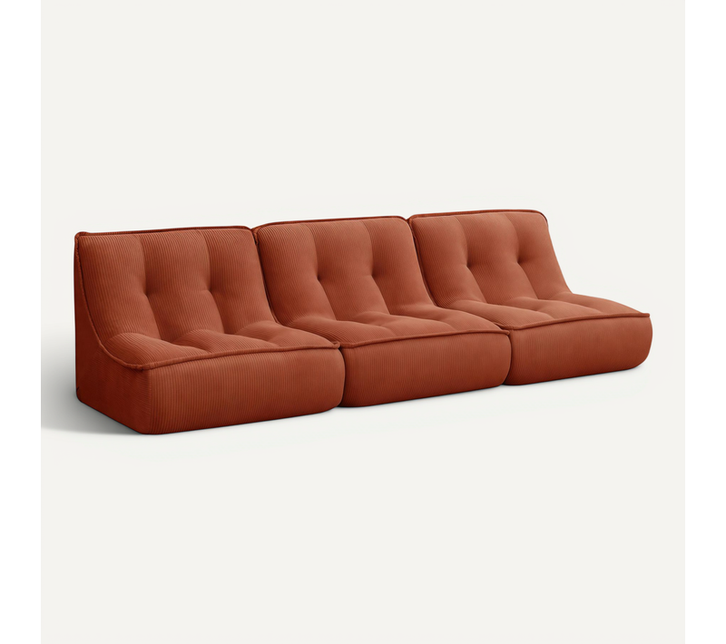 Lot De 3 Fauteuils Compressé En Velours 240 X 90 X 70 Cm Terracotta Lizy