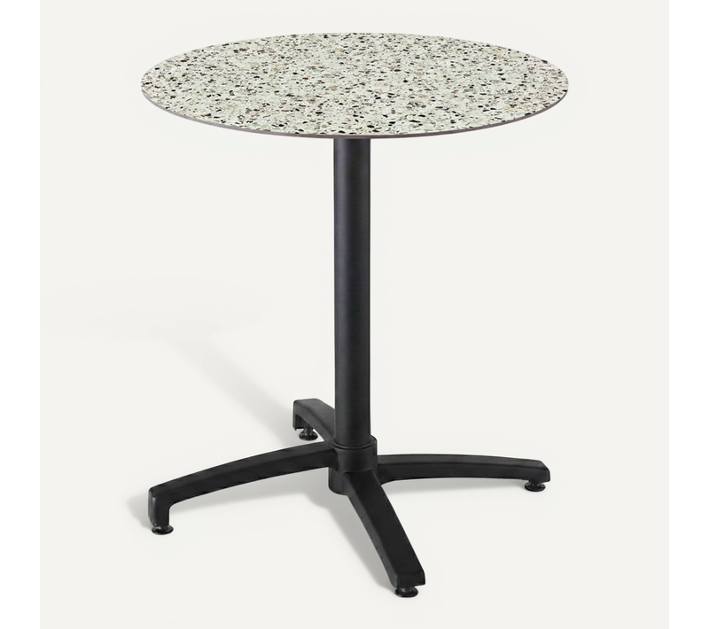 Table De Jardin Ronde 60 Cm Inclinable Aluminium Et Hpl Terrazzo Opera