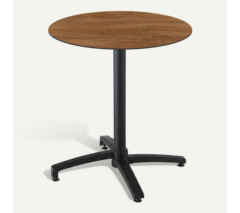 Table Bistrot De Jardin Ronde Inclinable 70 Cm 4 Places Chêne Foncé