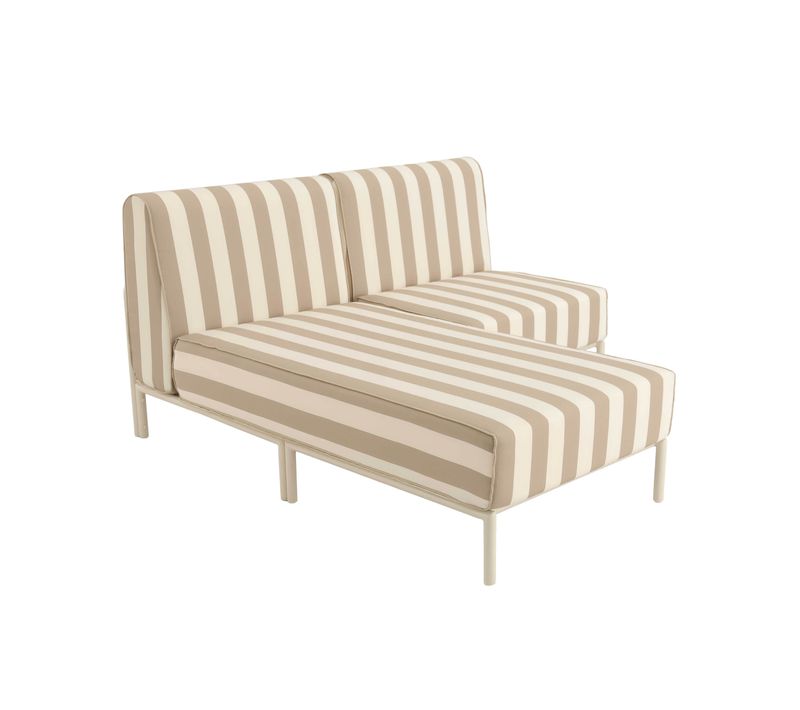 Salon De Jardin Bas Modulable Rayé 2 Places Beige Patio