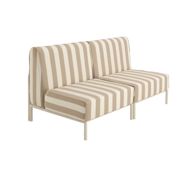 Salon De Jardin Bas Modulable Rayé 2 Places Beige Patio