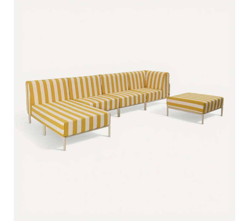 Salon De Jardin Bas Modulable Rayé 5 Places Jaune Patio