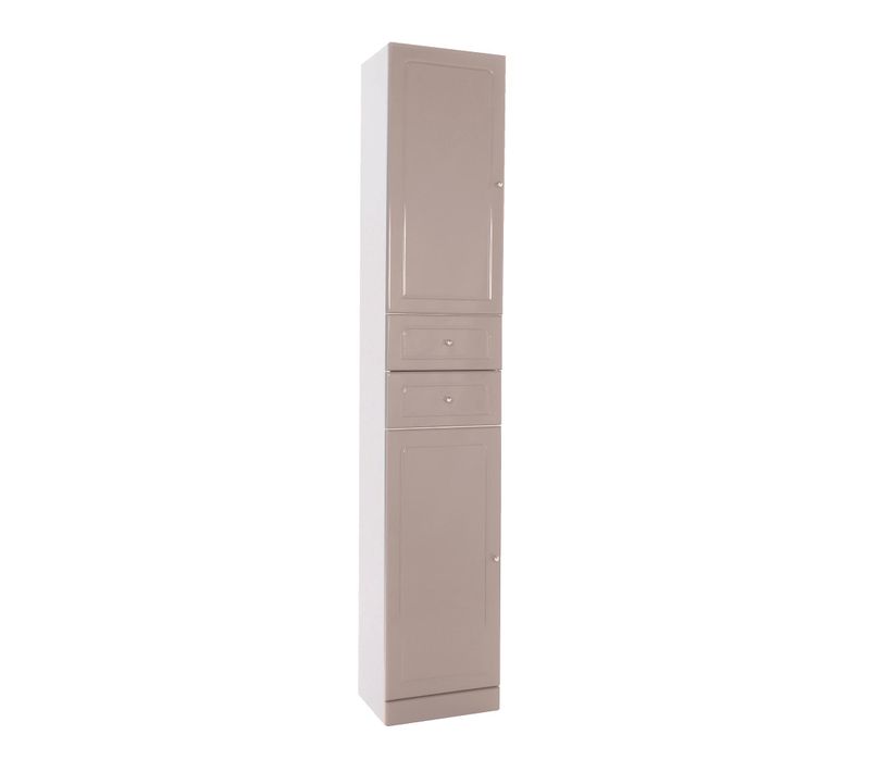 Colonne De Rangement à Poser Tolede - 35cm - Taupe - Pvc Brillant - Livré En Kit