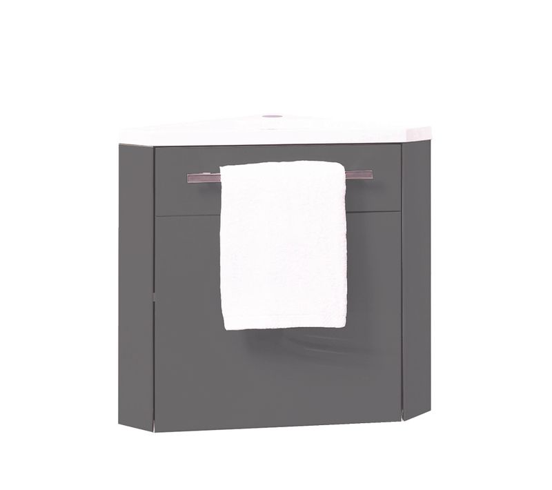 Lave-mains D'angle Nino - 53cm - Gris - Laqué - Livré En Kit
