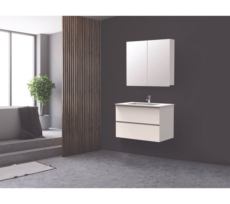 Meuble De Salle De Bain à Suspendre Max - L80cm - Blanc - Mat - Livré Monté