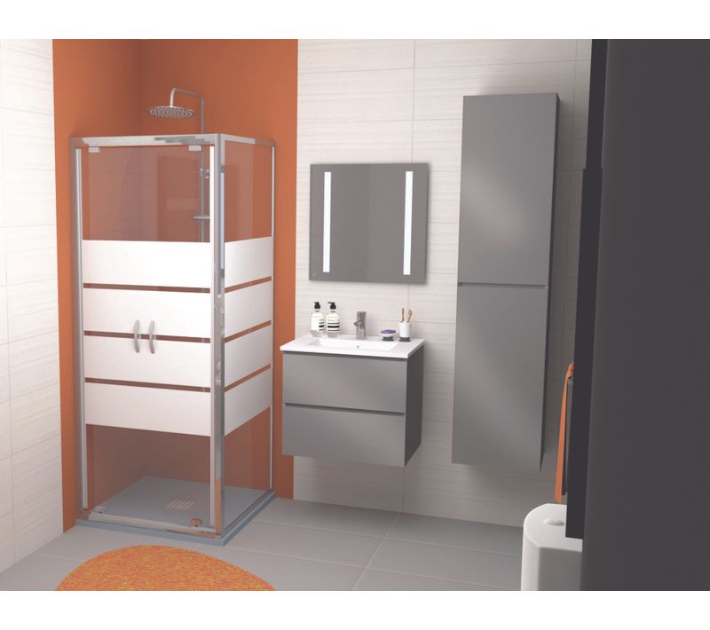 Meuble De Salle De Bain à Suspendre Max - L60cm - Anthracite - Brillant - Livré Monté
