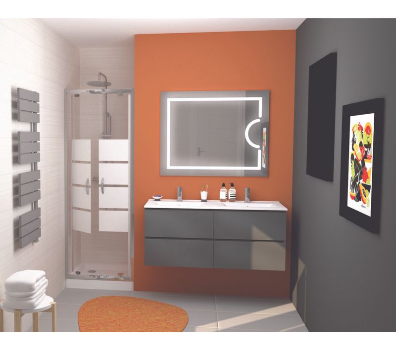 Meuble De Salle De Bain à Suspendre Max - L120cm - Anthracite - Brillant - Livré Monté