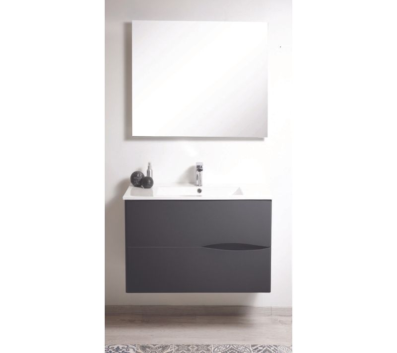 Meuble De Salle De Bain à Suspendre 2doo - L70cm - Noir -  - Livré Monté