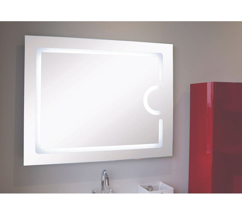 Miroir Salle De Bain Rétro-éclairant Nevis - Argent - 60x80cm - Verre - Rond Grossissant