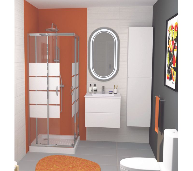 Miroir Salle De Bain Rétro-éclairant Signy - Argent - 57x100cm - Verre - Contours Sablés