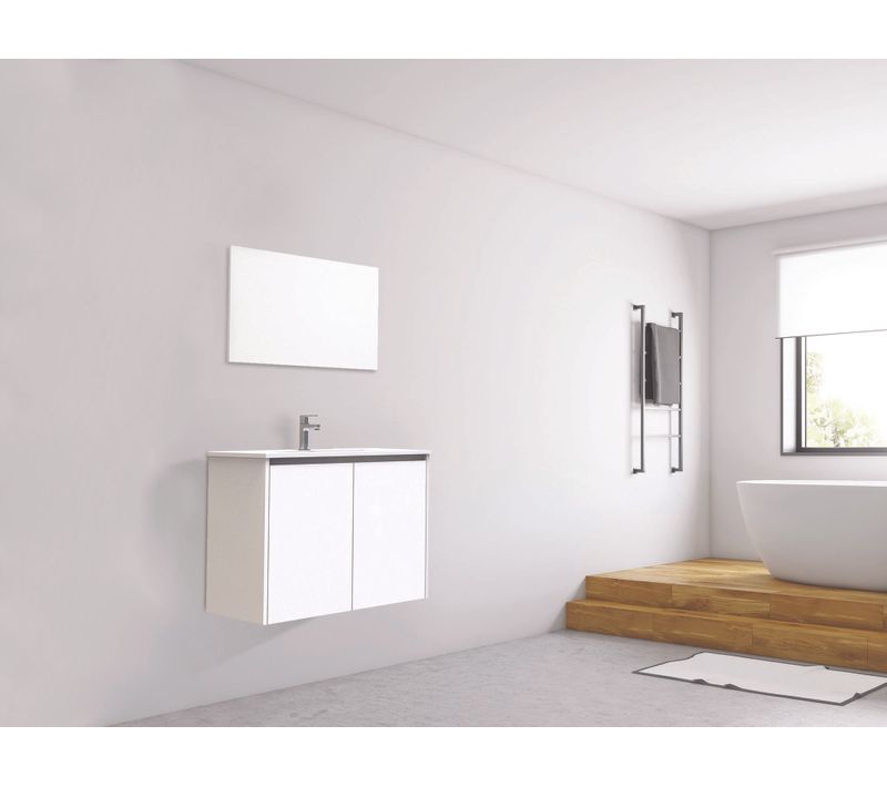 Meuble à Suspendre Ivan S+ - L80cm - 2p - Blanc - Mélaminé - Livré En Kit